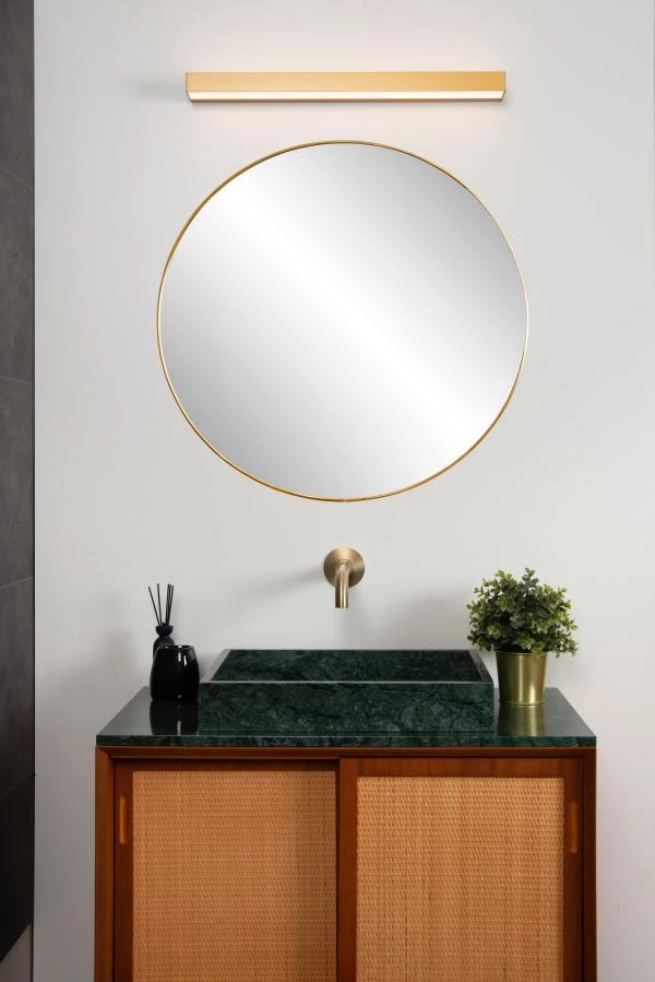 Lucide ALEXA - Wall light Bathroom - LED - 1x8W 3000K - IP44 - Matt Gold / Brass - atmosphere 1
